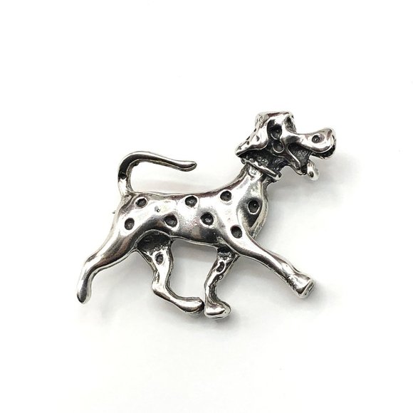 Brooch Mens Womens Cartoon Style Sterling Silver Dalmatian Dog Brooch Lapel Pin - Picture 1 of 6